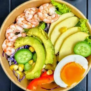 Hình ảnh Salad heathy tôm trứng organic