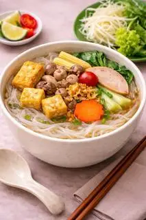 Hình ảnh Hủ tiếu chay + tô muỗng đũa
