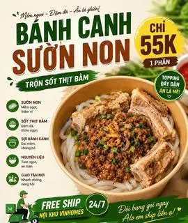 Hình ảnh bánh canh sườn non trộn sốt thịt bằm 