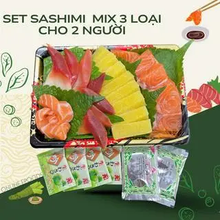 Hình ảnh Set sashimi 100g cá hồi tưới Nauy - nửa thanh cá trích ép trứng Nhật - 6 miếng sò đỏ Nhật Bản cho 2 người
