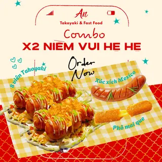 Hình ảnh 8 viên Takoyaki bạch tuột + Xúc xích Mexico + Phô mai que Mozzarella