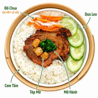 Hình ảnh Cơm Tấm Sườn Nướng Mật Ong + Canh