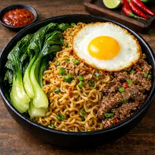 Hình ảnh Mì Trộn Indomie Thịt Bò Trứng Ốp La
