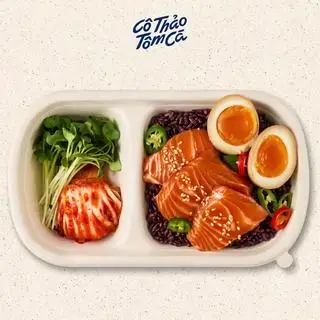 Hình ảnh Set 2 - Cơm GẠO LỨT cá hồi, trứng ngâm tương