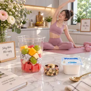 Hình ảnh Trái cây sữa chua - granola có yến mạch