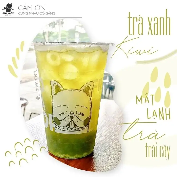 Hình ảnh Trà Xanh Lài Kiwi + Thạch Dừa Đài + Hạt Chia