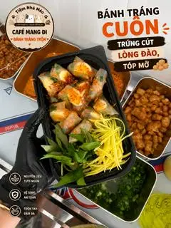 Hình ảnh bánh tráng cuộn trứng lòng đào +tóp mỡ