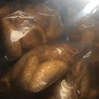 Hình ảnh da heo miếng to áo sốt heo quay bịch zip 100gram 