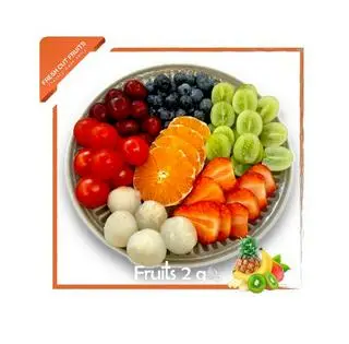 Hình ảnh [850gr] Mẹt Tá Lả Trái Cây Mix gồm Táo Cam Kiwi Dâu Hấu Lưới Nho ...
