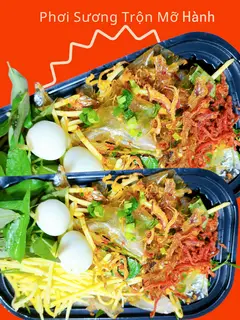 Hình ảnh Bánh Tráng Phơi Sương  Trộn Mỡ Hành full topping 