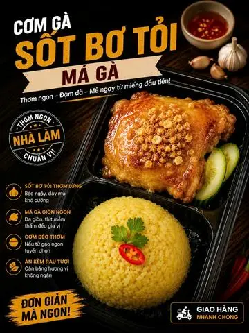 Hình ảnh CƠM GÀ SỐT BƠ TỎI 