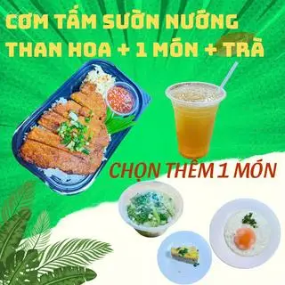 Hình ảnh Cơm Tấm Sườn Nướng Than Hoa + 1 Món + Trà Tắc