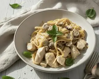 Hình ảnh Mì ý kem nấm gà siêu béo (Mozzarella cheese)