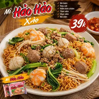 Hình ảnh Mỳ Hảo Hảo xào thịt bằm + rau cải