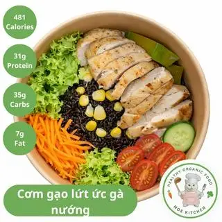 Hình ảnh Cơm Gạo Lứt Ức Gà Nướng - Brown Rice with Grilled Chicken Breast