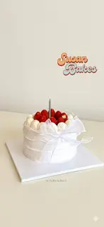 Hình ảnh Bánh kem sinh nhật Dâu voan nơ trắng - size 14cm