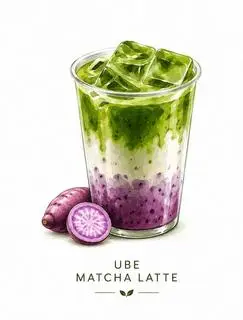 Hình ảnh Matcha Latte Khoai Tím/ Ube Matcha Latte