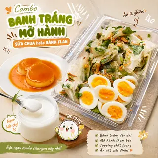 Hình ảnh Combo 1 bánh tráng mỡ hành + 1 hũ sữa chua hoặc bánh flan tuỳ chọn