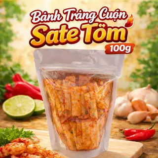 Hình ảnh (Túi 100gr) Bánh Tráng Cuộn Sate Tôm