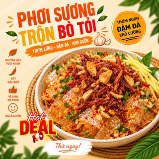 Hình ảnh Bánh Tráng Phơi Sương Trộn Bò Tỏi