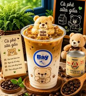 Hình ảnh cafe sữa gấu 