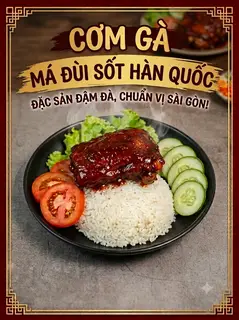 Hình ảnh Cơm Gà Má Đùi Sốt Ngọt Hàn
