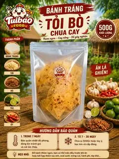 Hình ảnh 200GR Bánh Tráng Tỏi Bò Chua Cay Tuibao Foods – Đậm Vị Tự Nhiên