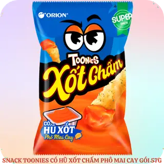 Hình ảnh Bánh snack TOONIES xốt chấm có hũ xốt phô mai cay gói 57g - 1 GÓI