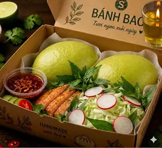 Hình ảnh Bánh bao cá hồi áp chảo tê cay