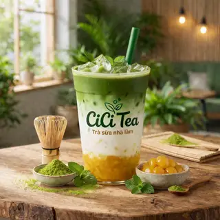Hình ảnh Matcha latte yến mạch