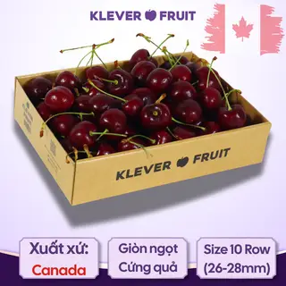Hình ảnh Cherry Đỏ Canada - Khay 1kg - Canadian Cherry 10 Row (26-28mm) - Klever Fruit