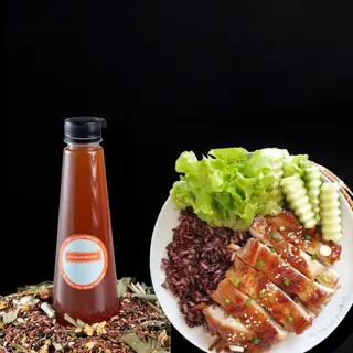 Hình ảnh cơm gạo lứt ức gà nướng sốt teriyaki + trà gạo lứt đỗ đen ( hethy 
