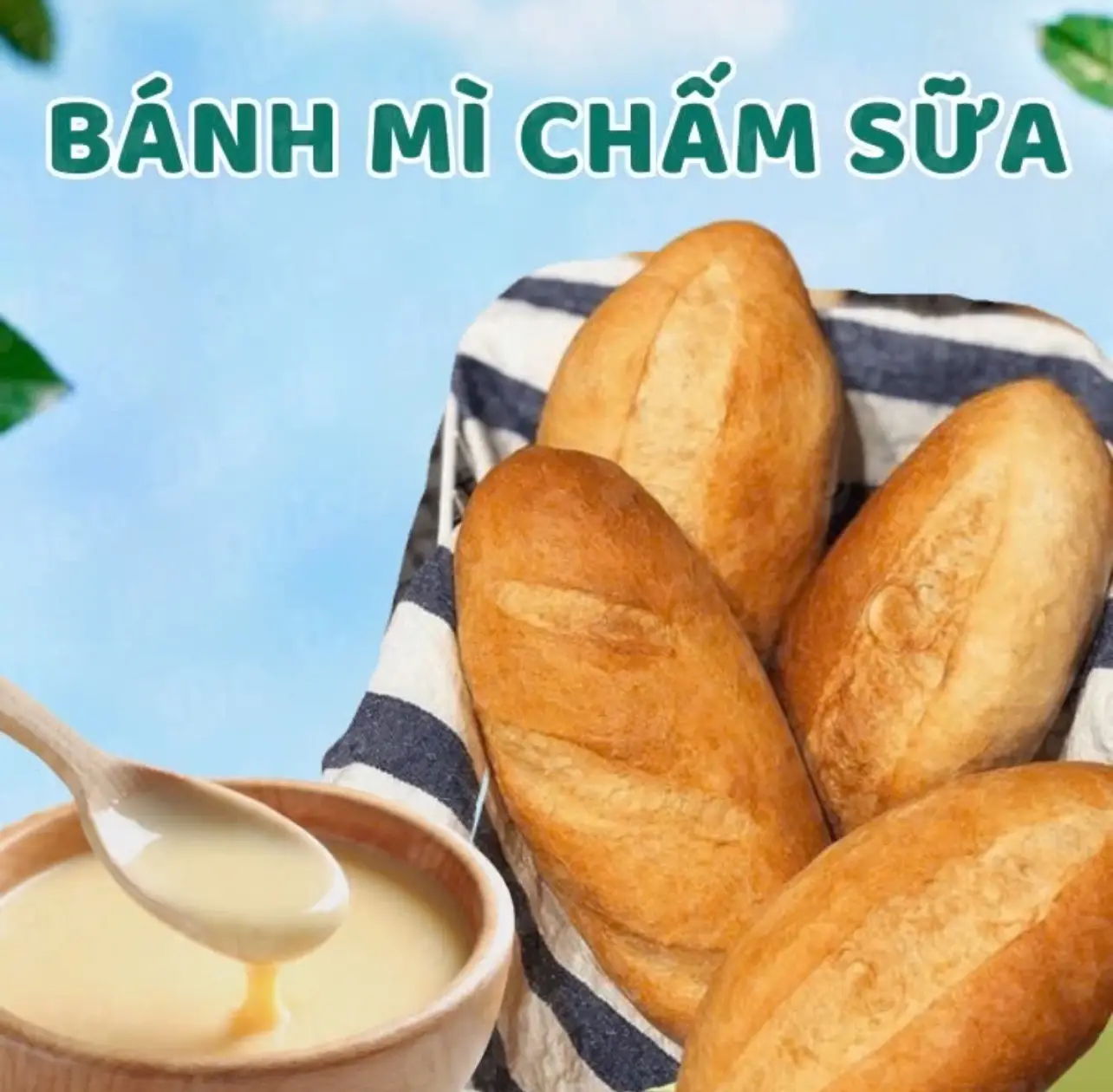Hình ảnh 3 lát sandwich chấm sữa