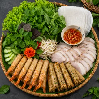 Hình ảnh Combo Ram Bắp+ Ram Tôm+Thịt luộc rau sống bánh tráng