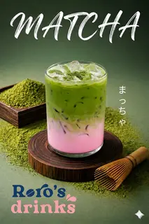 Hình ảnh Matcha latte sữa mây hồng