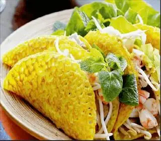 Hình ảnh 10 cái bánh xèo giòn cộng 1 trà tắc 