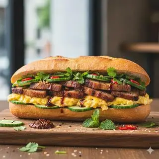 Hình ảnh Bánh mì Trứng Thịt