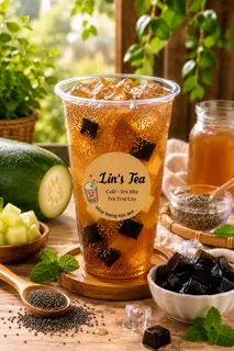 Hình ảnh Trà bí đao hạt chia ly 700ml
