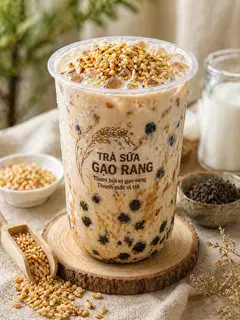 Hình ảnh Trà sữa gạo rang trân châu Olong 