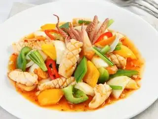 Hình ảnh mực xào củ hành không cơm