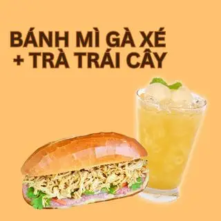 Hình ảnh Bánh mì gà xé - trà trái cây