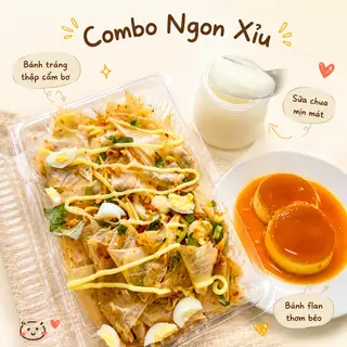 Hình ảnh Combo 1 bánh tráng trộn thập cẩm bơ + 1 hũ sữa chua hoặc bánh flan