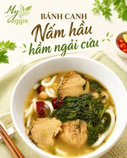 Hình ảnh Nấm hầu ngải cứu + bún