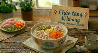 Hình ảnh Cháo tăng đề kháng - thịt gà + đậu xanh + cà rốt