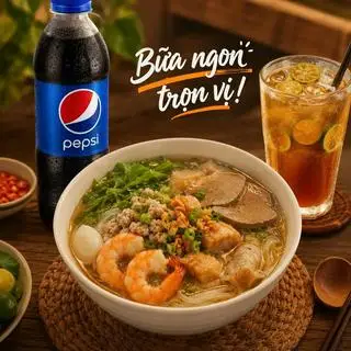 Hình ảnh Hủ tiếu khô + nước tuỳ chọn+ tặng kèm nhãn xuồng tráng miệng