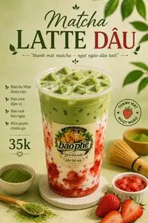 Hình ảnh matcha latte dâu
