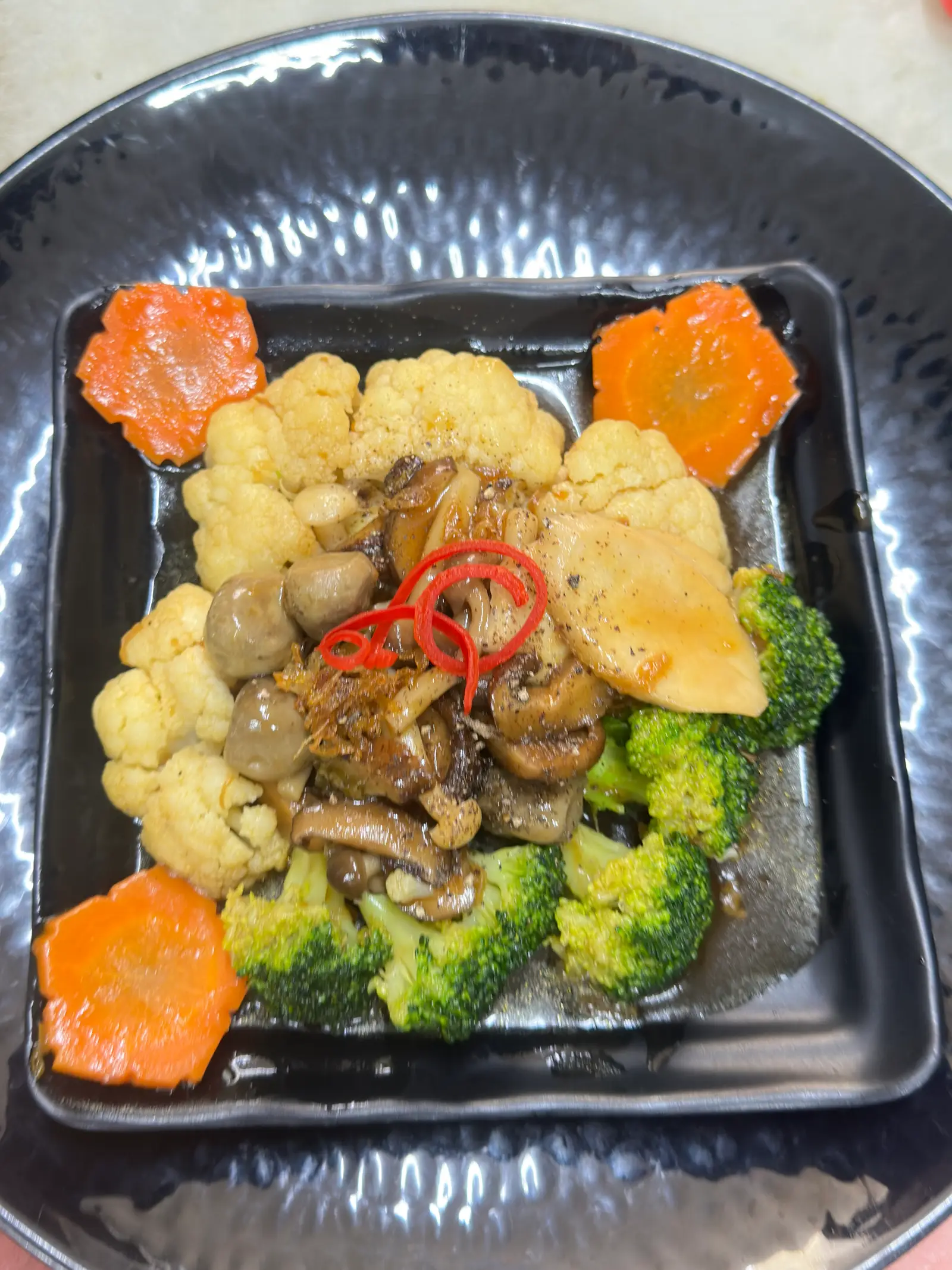 Hình ảnh Bông cải xào nấm - stir - fried broccoli with mushrooms