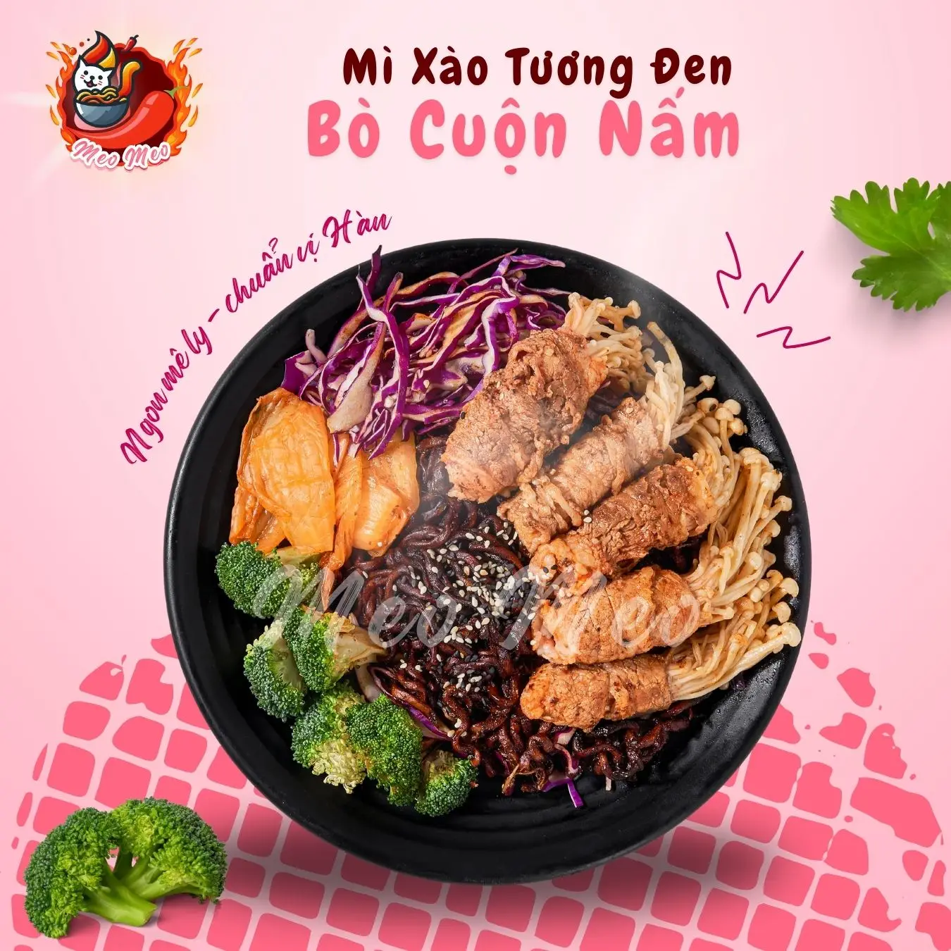 Hình ảnh Mì xào tương đen Bò Cuộn Nấm