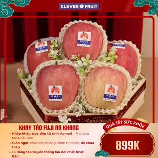 Hình ảnh [TẾT 2026] Quà Tết Khay Gỗ Lục Giác 6 Quả Táo Đỏ Fuji Nhật Bản Cao Cấp