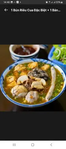 Hình ảnh 1 Bún Riêu Cua Đặc Biệt+ 1 Bánh Đa Cua Đặc Biệt